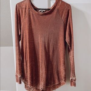 BKE distressed Long Sleeve Waffle Top